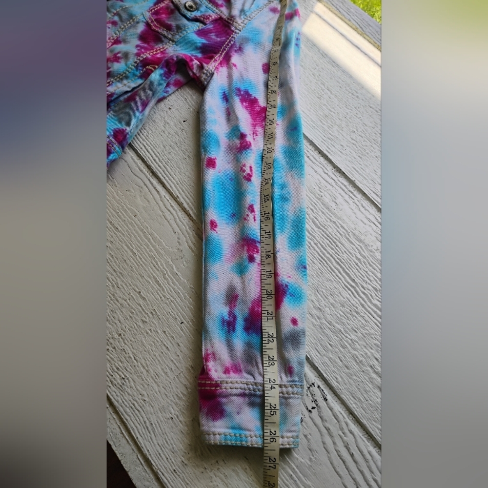 Maurice's Tie Dye Jean Jacket Women's Sz XL Button Down 4 Pocket Design - Picture 5 of 12